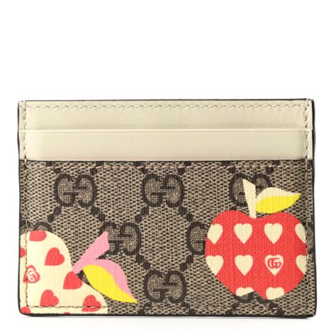 GUCCI GG Supreme Monogram Les Pommes Card Case Wallet 